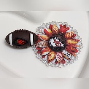 Flatback Football Beads Keychain Badge Bag Clip Journal K C Hair Clip Sunflower